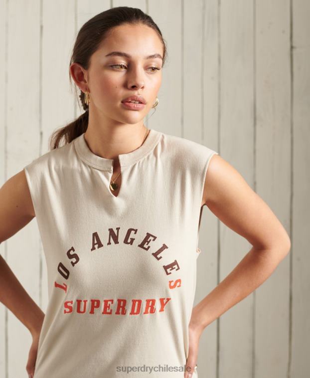 mujer Superdry crema camiseta sin mangas de banda bohemia 2R68Z3079