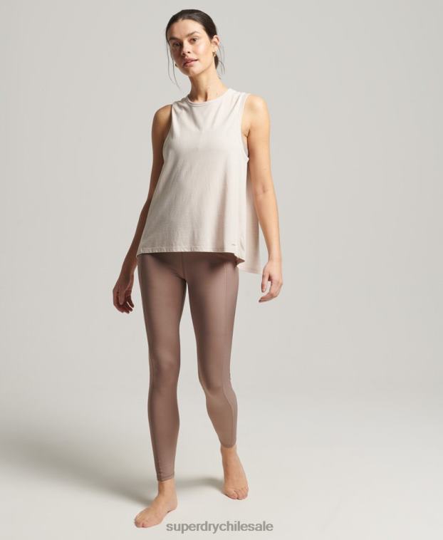 mujer Superdry crema tanque trasero abierto flojo flexible 2R68Z6313