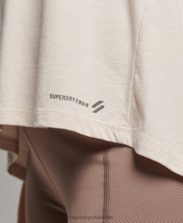 mujer Superdry crema tanque trasero abierto flojo flexible 2R68Z6313