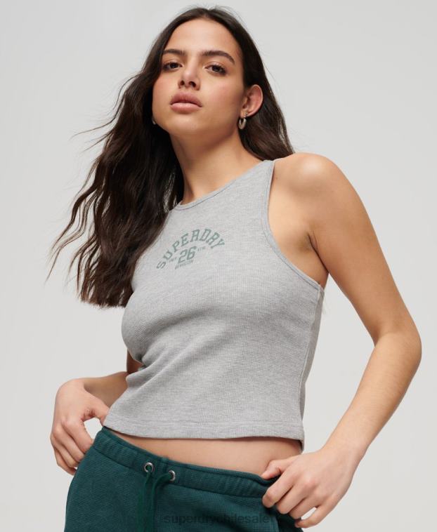 mujer Superdry gris camiseta sin mangas atlética esencial de gofres 2R68Z1983