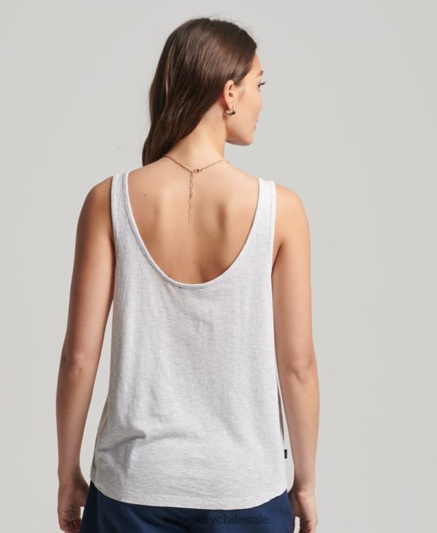mujer Superdry gris claro camiseta sin mangas de algodón orgánico con bolsillo 2R68Z6590