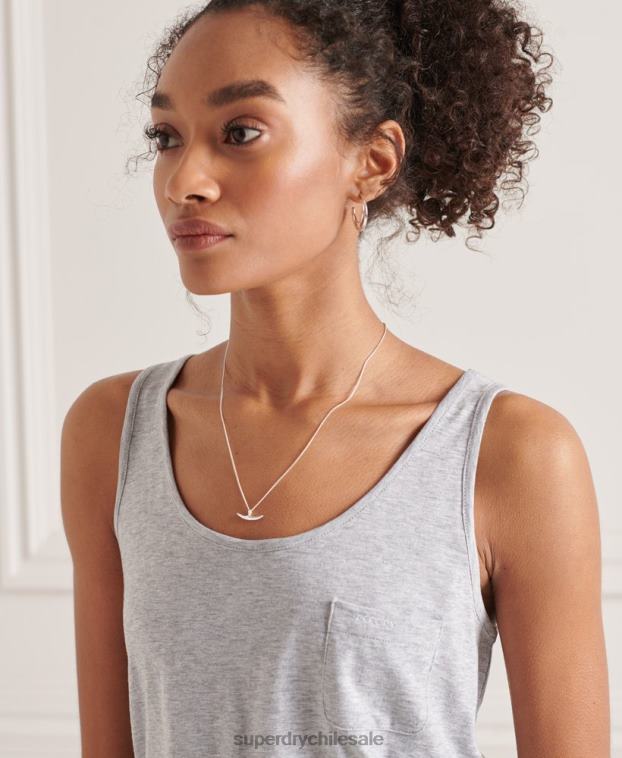 mujer Superdry gris claro camiseta sin mangas de algodón orgánico con bolsillo 2R68Z6728