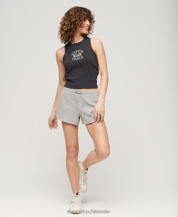 mujer Superdry gris oscuro camiseta sin mangas atlética esencial de gofres 2R68Z2000