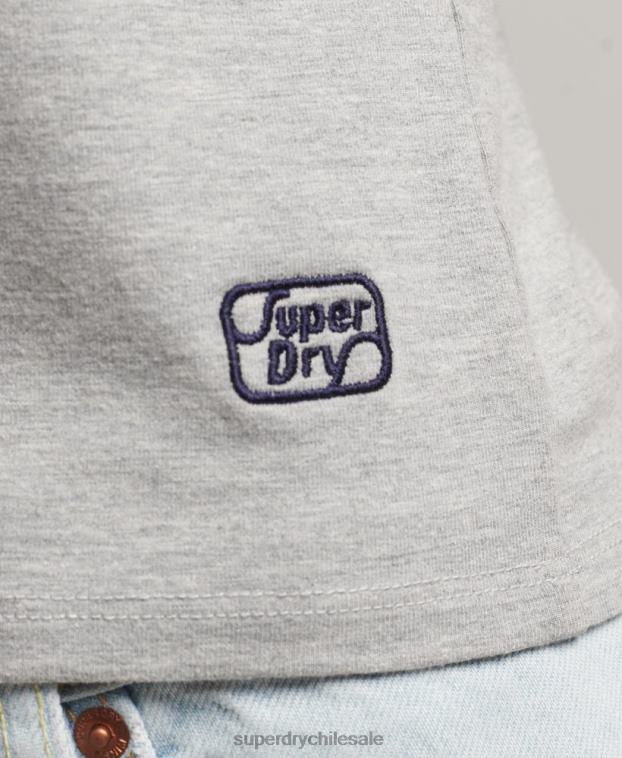 mujer Superdry gris playera sin mangas con rayas cali 2R68Z6527