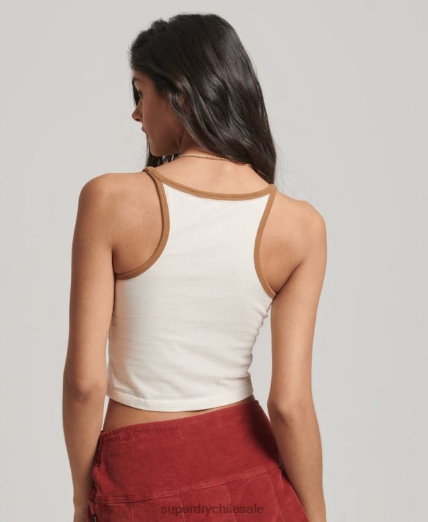 mujer Superdry gris top de surf con rayas vintage 2R68Z2981