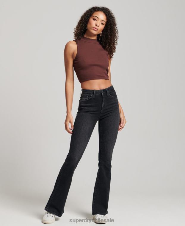 mujer Superdry marrón camiseta corta sin mangas con cuello alzado 2R68Z2954