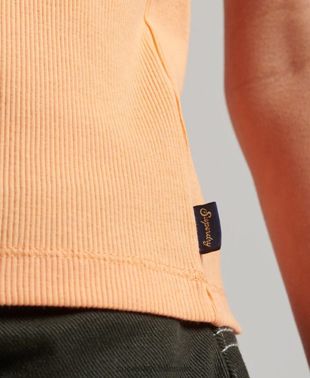 mujer Superdry naranja camiseta sin mangas con ribete de encaje 2R68Z2331