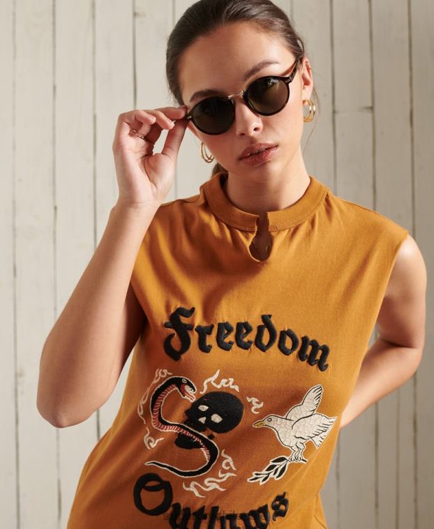 mujer Superdry naranja camiseta sin mangas de banda bohemia 2R68Z3081
