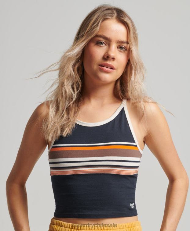 mujer Superdry naranja top de surf con rayas vintage 2R68Z2941