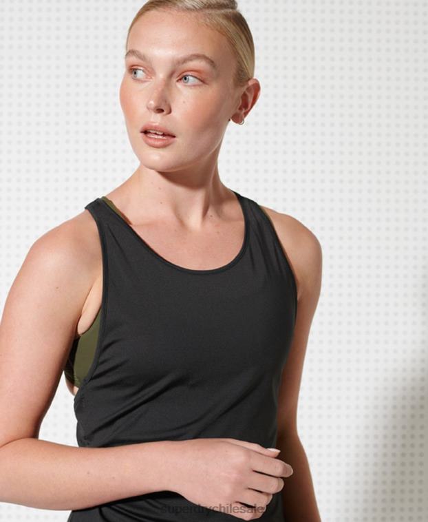 mujer Superdry negro camiseta de tirantes de entrenamiento 2R68Z3077