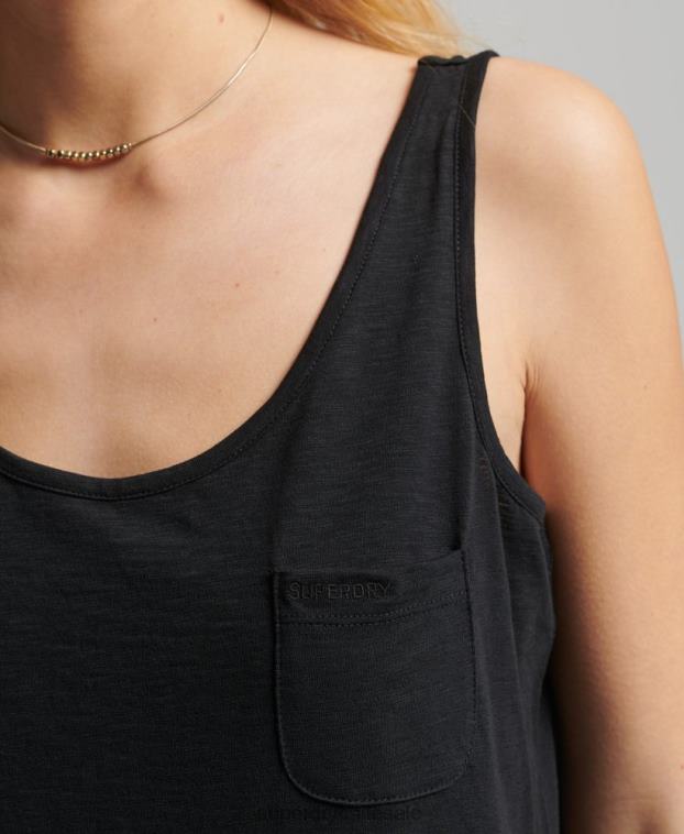 mujer Superdry negro camiseta sin mangas con bolsillo studios de algodón orgánico 2R68Z6771
