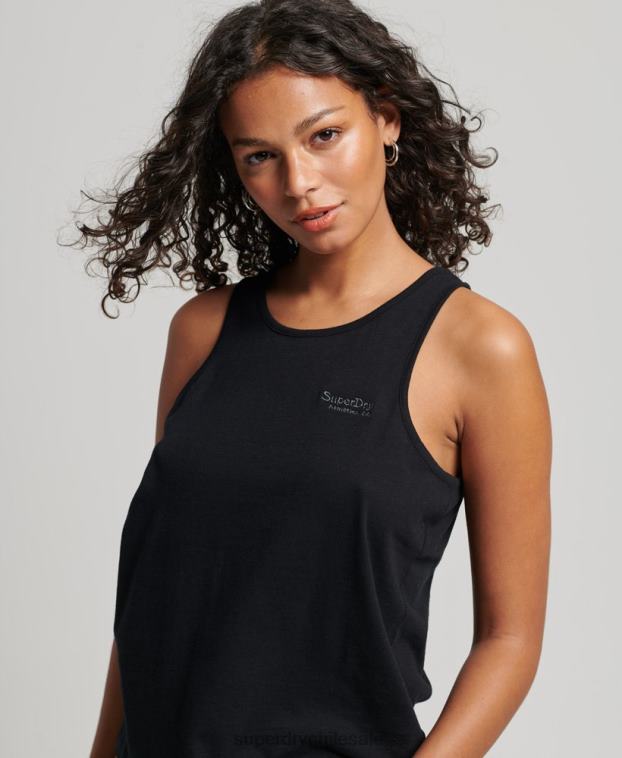 mujer Superdry negro chaleco con logo vintage 2R68Z2887