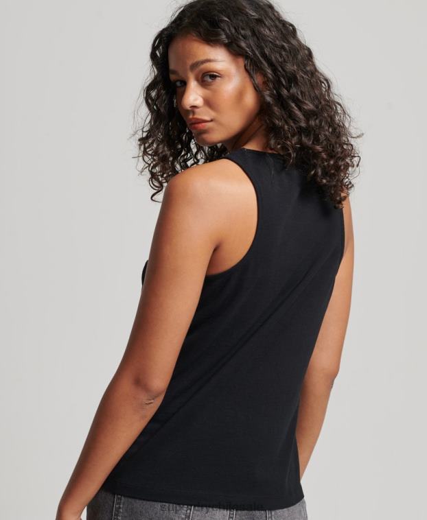 mujer Superdry negro chaleco con logo vintage 2R68Z2887