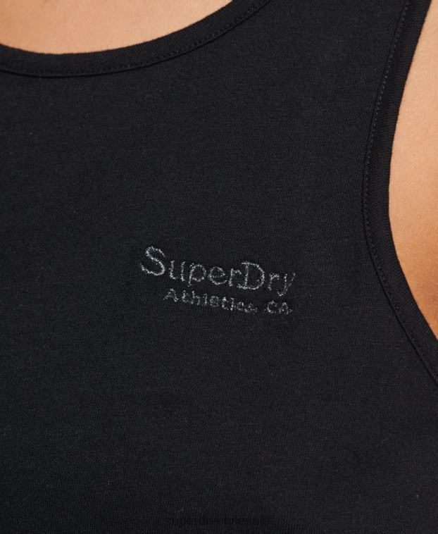 mujer Superdry negro chaleco con logo vintage 2R68Z2887