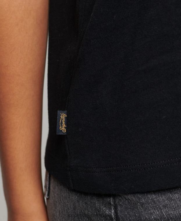 mujer Superdry negro chaleco con logo vintage 2R68Z2887