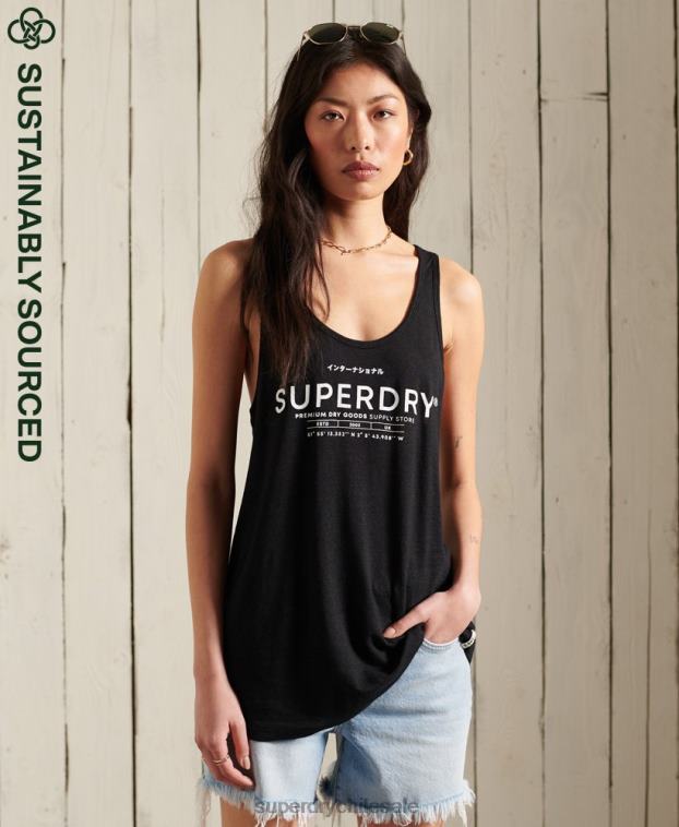 mujer Superdry negro chaleco de lino del desierto 2R68Z3090