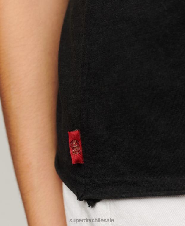 mujer Superdry negro chaleco vintage de tienda de merchandising 2R68Z2964