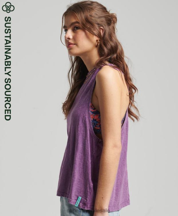 mujer Superdry púrpura chaleco ranchero surf vintage de algodón orgánico 2R68Z6693