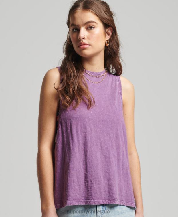 mujer Superdry púrpura chaleco ranchero surf vintage de algodón orgánico 2R68Z6693