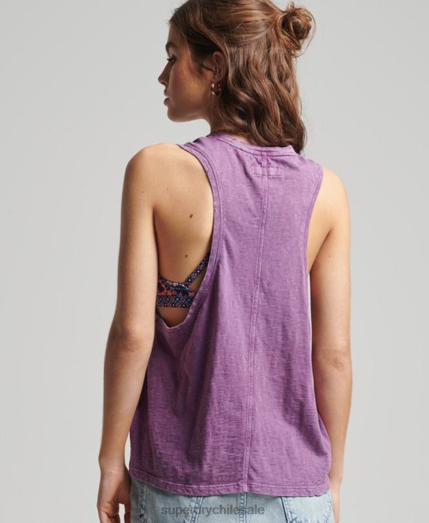 mujer Superdry púrpura chaleco ranchero surf vintage de algodón orgánico 2R68Z6693