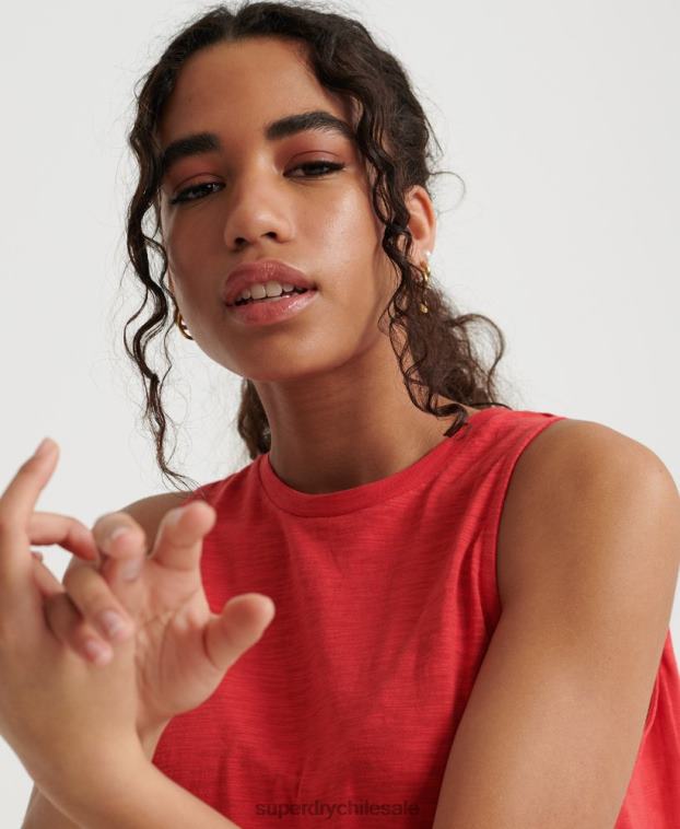 mujer Superdry rojo camiseta sin mangas con mezcla de encaje 2R68Z3080