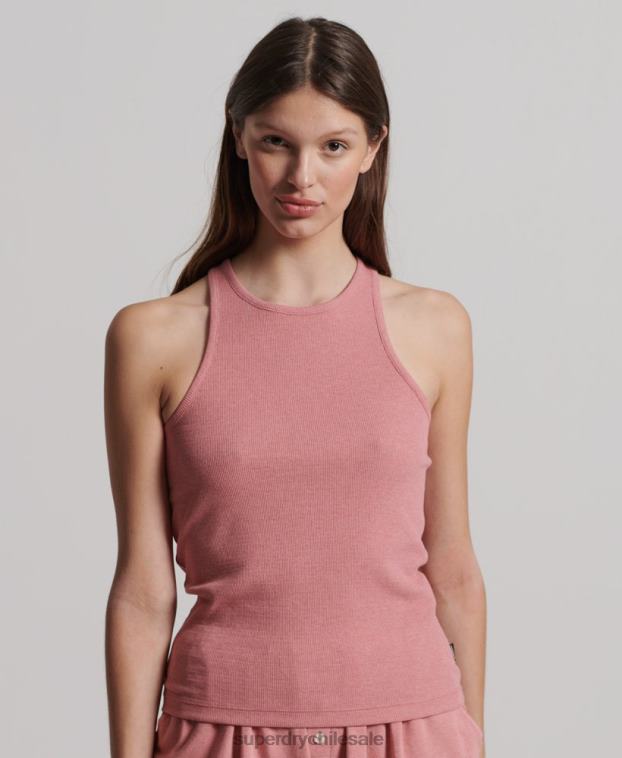 mujer Superdry rosa chaleco de canalé de algodón orgánico 2R68Z3078