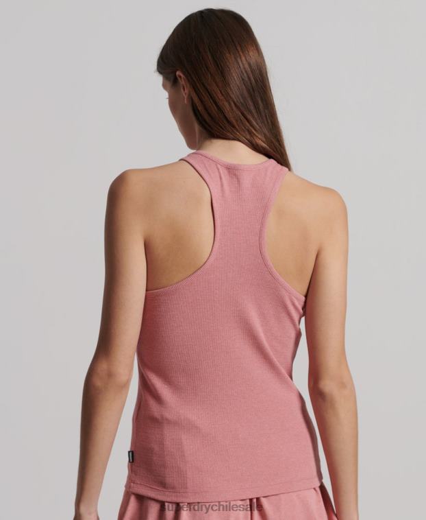 mujer Superdry rosa chaleco de canalé de algodón orgánico 2R68Z3078