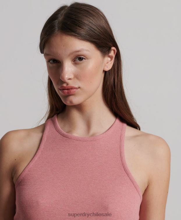 mujer Superdry rosa chaleco de canalé de algodón orgánico 2R68Z3078