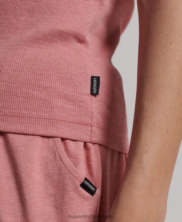 mujer Superdry rosa chaleco de canalé de algodón orgánico 2R68Z3078