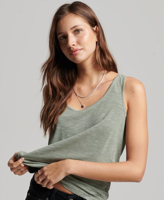 mujer Superdry verde camiseta sin mangas de jersey de estudios 2R68Z2878
