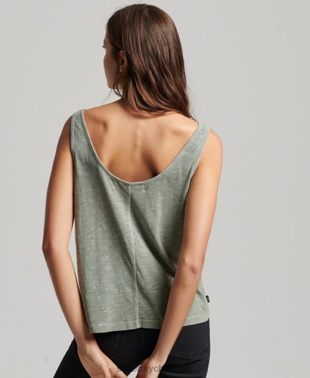 mujer Superdry verde camiseta sin mangas de jersey de estudios 2R68Z2878