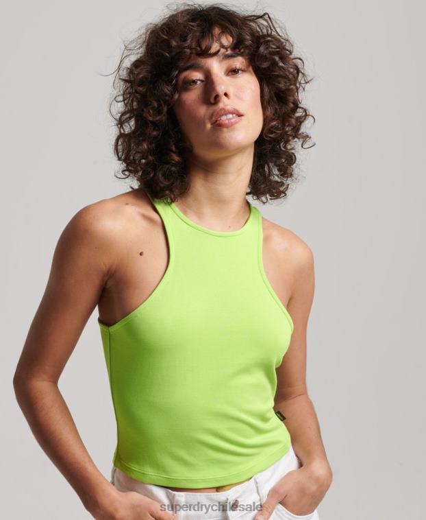 mujer Superdry verde playera sin mangas con diseño de jersey de estudios 2R68Z2982