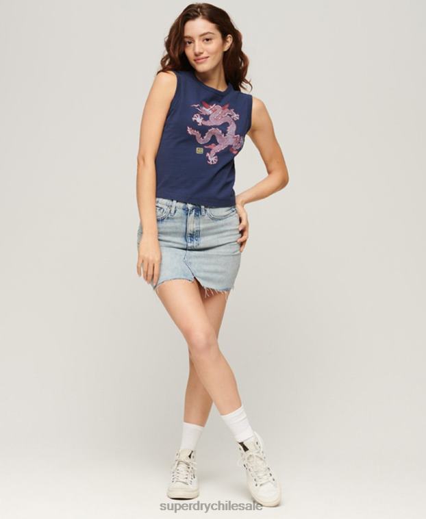 mujer Superdry x Komodo Armada parte superior del chaleco de la vendimia 2R68Z2164