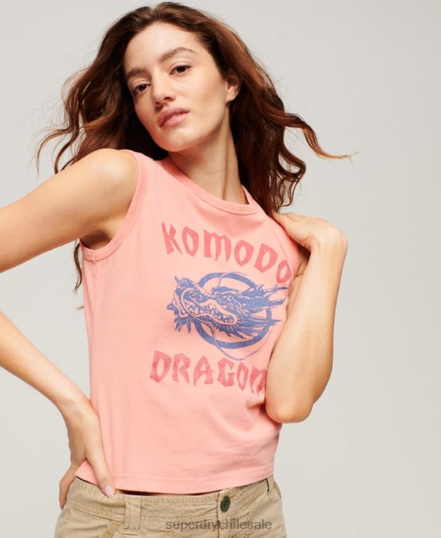 mujer Superdry x Komodo coral camiseta clásica de dragón 2R68Z2116