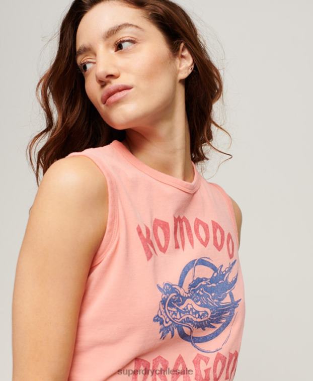 mujer Superdry x Komodo coral camiseta clásica de dragón 2R68Z2116