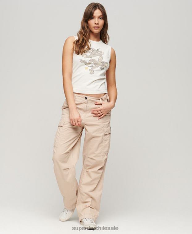 mujer Superdry x Komodo crema parte superior del chaleco de la vendimia 2R68Z2037