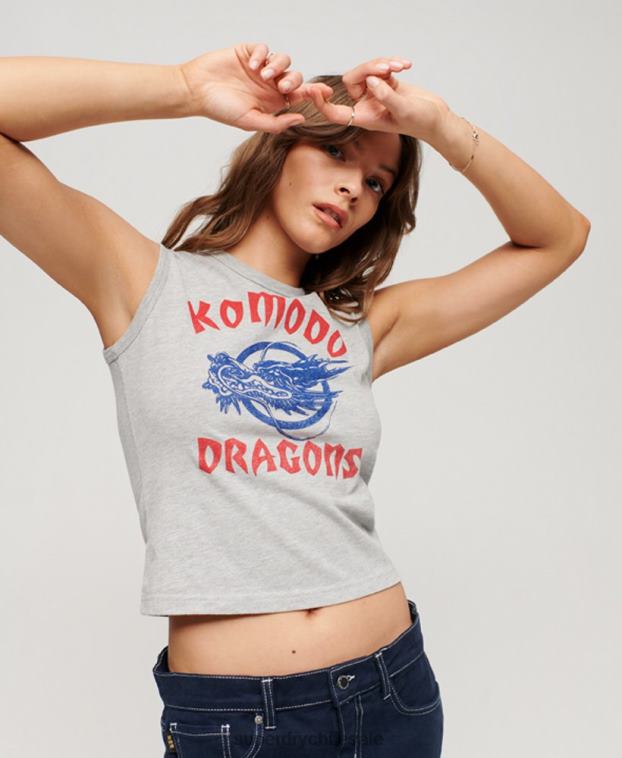 mujer Superdry x Komodo gris camiseta clásica de dragón 2R68Z2119