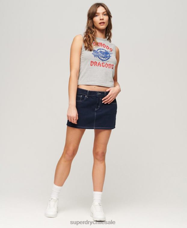 mujer Superdry x Komodo gris camiseta clásica de dragón 2R68Z2119