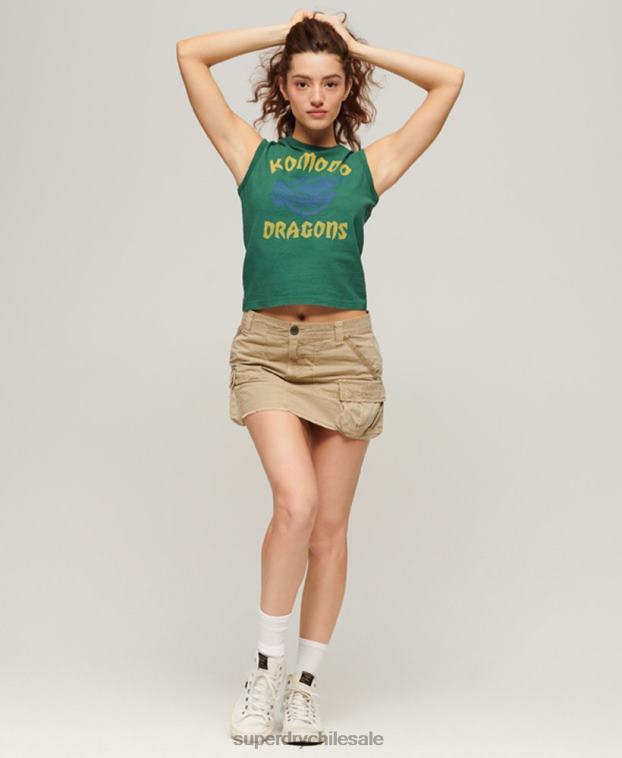 mujer Superdry x Komodo verde camiseta clásica de dragón 2R68Z2097