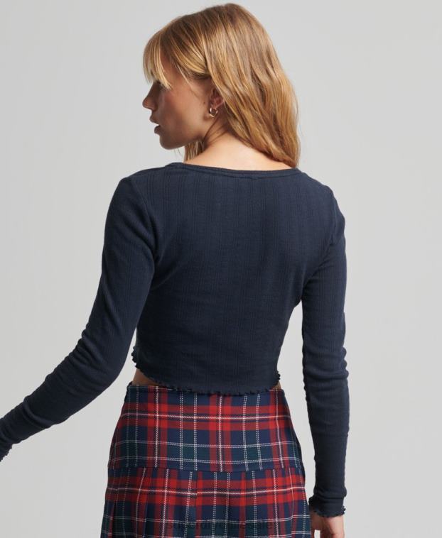 mujer Superdry Armada crop top vintage pointelle de algodón orgánico 2R68Z6748