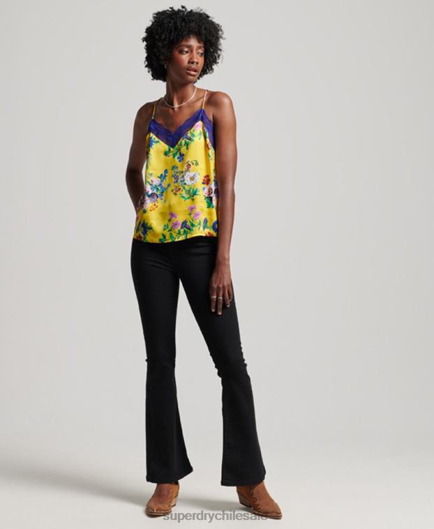mujer Superdry amarillo camisola de satén 2R68Z2994