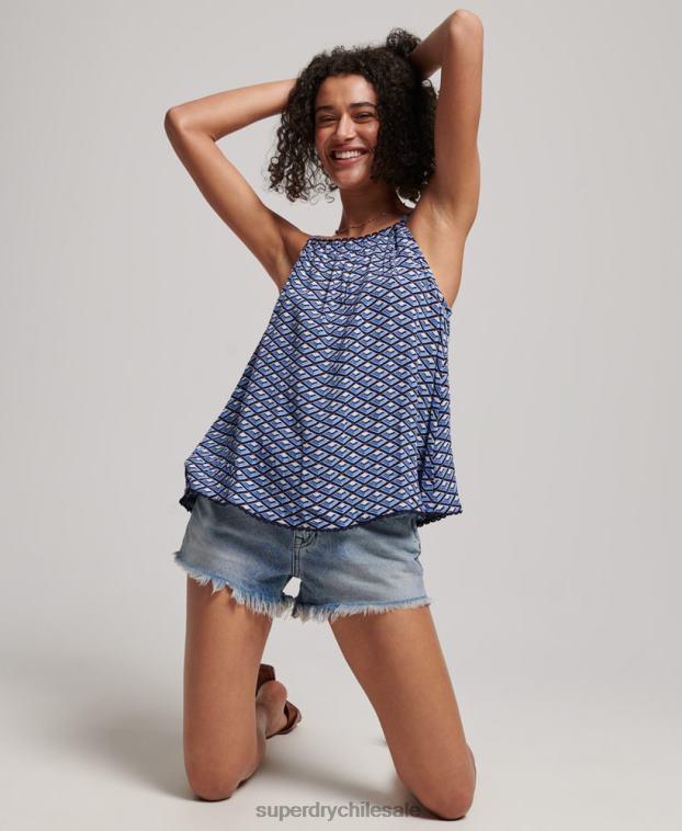 mujer Superdry azul camiseta halter de playa 2R68Z2052