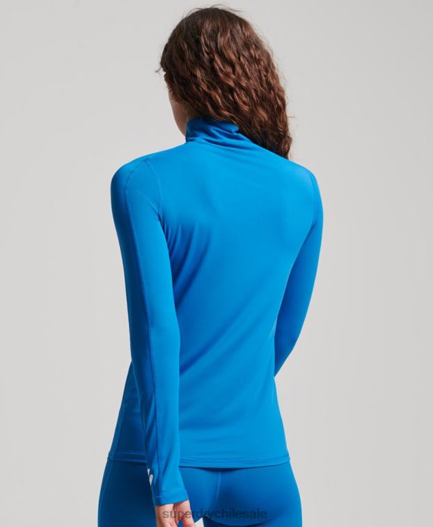 mujer Superdry azul camiseta interior con media cremallera 2R68Z3031
