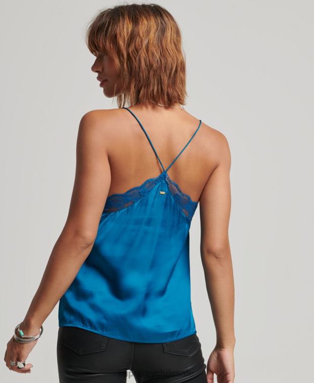 mujer Superdry azul camisola de satén 2R68Z2938