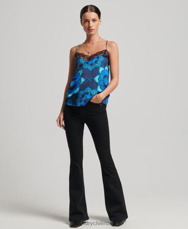mujer Superdry azul camisola de satén 2R68Z2993
