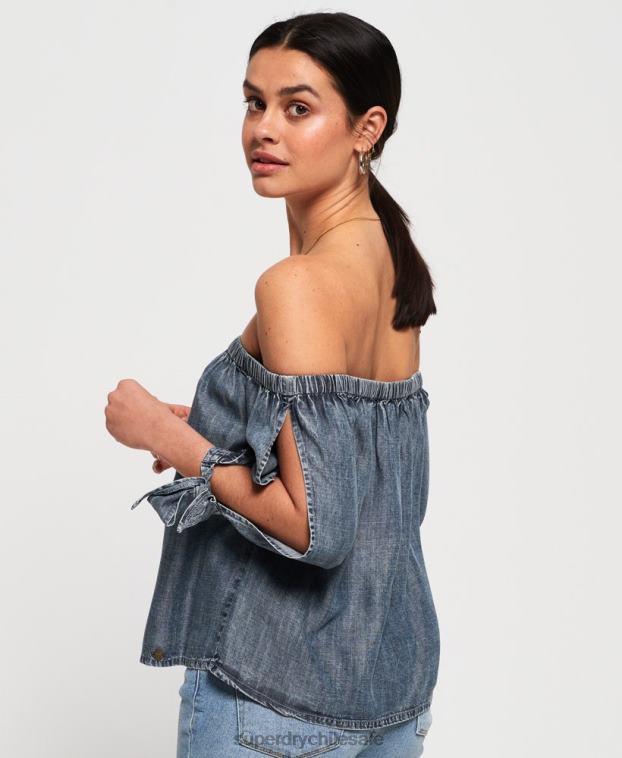 mujer Superdry azul elena parte superior 2R68Z3069