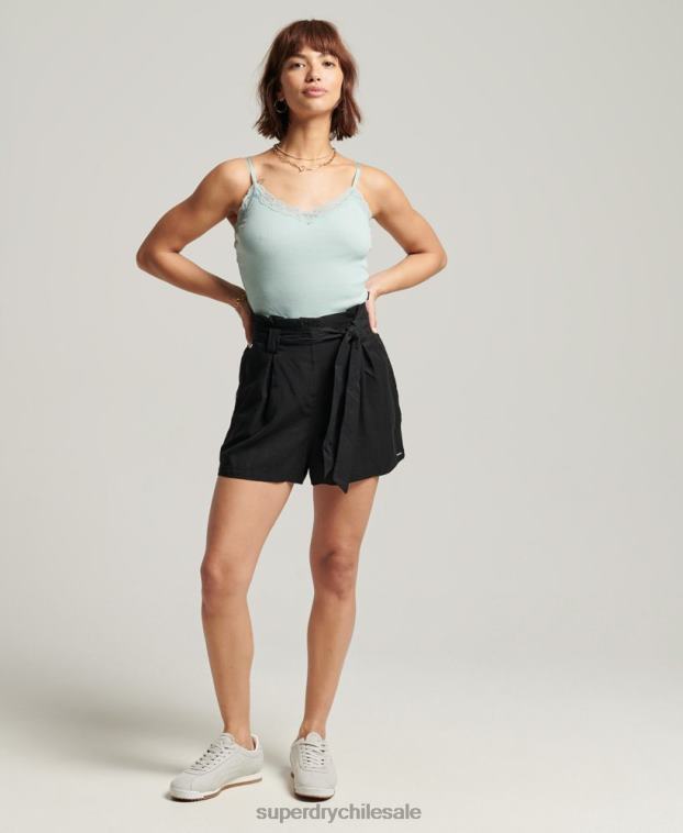 mujer Superdry azul top de tirantes vintage mini de canalé con encaje 2R68Z2346