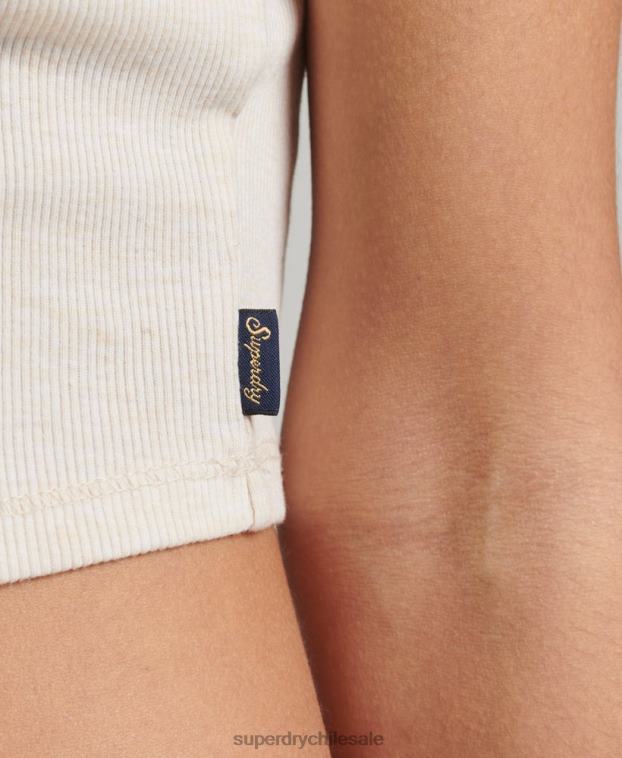 mujer Superdry beige top de tirantes con ribete de encaje acanalado 2R68Z2340