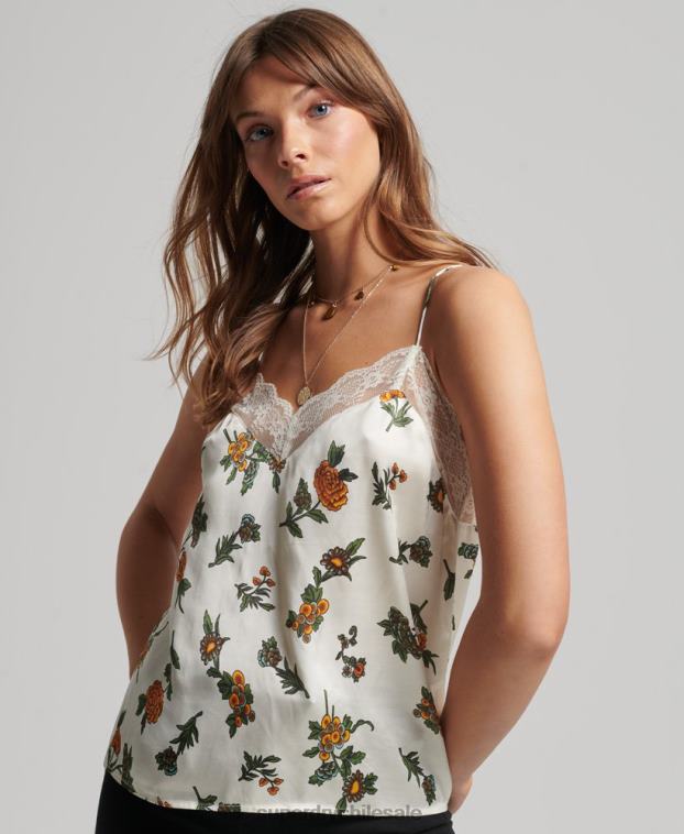mujer Superdry blanco camisola de satén 2R68Z2995