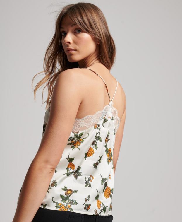 mujer Superdry blanco camisola de satén 2R68Z2995
